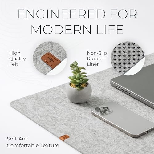 Nordik Large Felt Desk Mat - Marle - 35 x 17 inch - Full Desk Keyboard Mat - Keyboard and Mouse Pad - Large Desktop Felt Pad - color: Marle