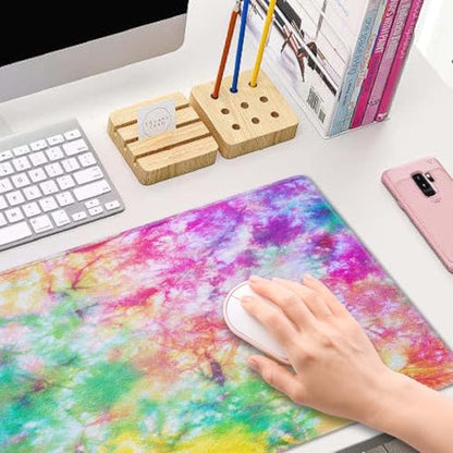 Colorful Tie Dye Pattern Desk Mat, Extended Big Mouse Mat for Home and Office, Large Gaming Mousepad Laptop Keyboard Mat with Non-Slip Rubber Base, Stitched Edges (31.50"x11.8"x0.12") - color: Colorful Tie Dye Pattern
