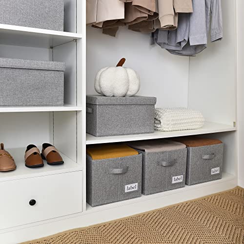 GRANNY SAYS Closet Storage Bins, Fabric Bins with Label Holder, Shelf Baskets for Organizing, Wardrobe Clothes Storage Boxes, Dark Gray, Large, 3-Pack - color: Dark Gray, size: Large