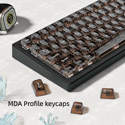 dagaladoo Clear keycaps,Transparent Keyboard keycaps,Jelly Key caps Set,Shine Through keycap，MDA Profile Keyboard caps for Mx Switches Mechanical Keyboard(Coffee) - color: Coffee