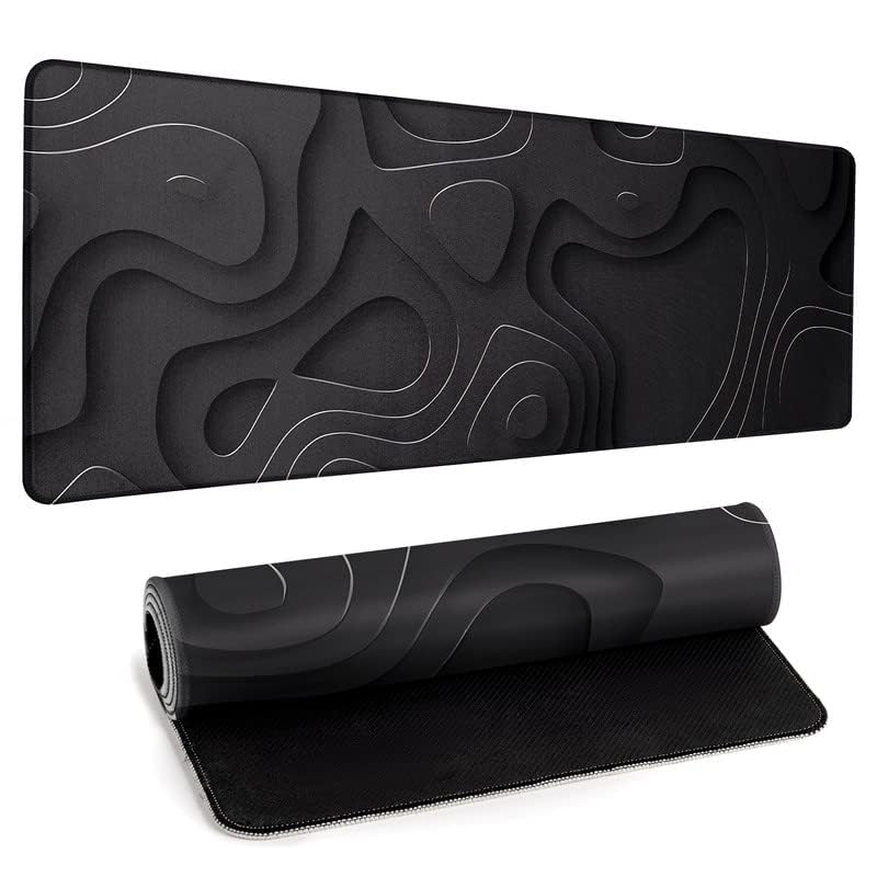 Large Anime Gaming Mouse Pad Black Solid Geometry Desk Pad Computer Keyboard Mat Non-Slip Rubber Base Office Decor Waterproof Mouse Mat - color: Black Solid Geometry