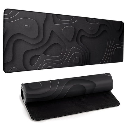 Large Anime Gaming Mouse Pad Black Solid Geometry Desk Pad Computer Keyboard Mat Non-Slip Rubber Base Office Decor Waterproof Mouse Mat - color: Black Solid Geometry