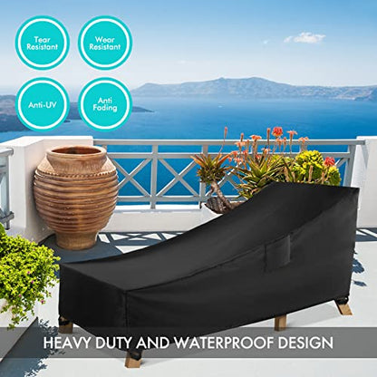 WLEAFJ Patio Chaise Lounge Cover Waterproof, Heavy Duty Outdoor Lounge Chair Covers, Black Durable Patio Furniture Covers, 70L x 32W x 30H inch - 2 Pack - color: Black, size: 2 Pack-70L x 32W x 30H inch