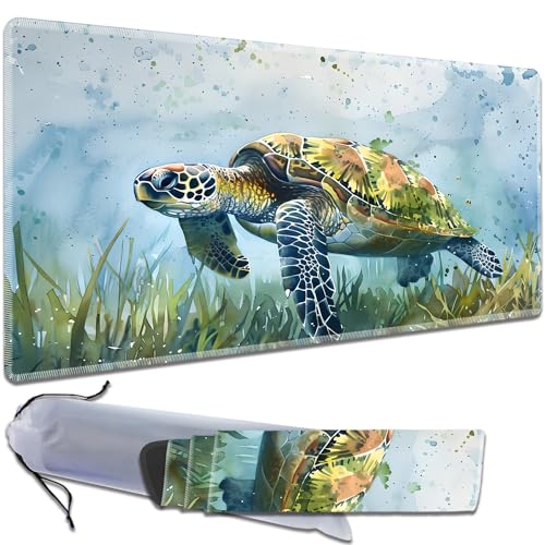 MTG Playmat, Smooth Surface Game Play Pad MTG TCG 24 x 14 inch with Storage Bag, Non-Slip Mouse Pad Card Fighting Game, Waterpainted Turtle - color: Waterpainted Turtle