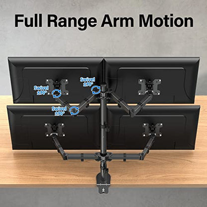MOUNTUP Quad Monitor Stand, 4 Monitors Desk Mount for 17 to 32 inch Computer Screens, Fully Adjustable Stacked Mount with Tilt Swivel, 4 Heavy Duty Monitor Mount, Holds up to 17.6lbs per Arm - size: Quad
