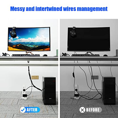 100 PCS 8 Inch Reusable Cable Ties, Adjustable Cable Management Wire Straps with Hook and Loop, Multi-purpose for Home, Office and Data Centers Organizer by QINGLER
