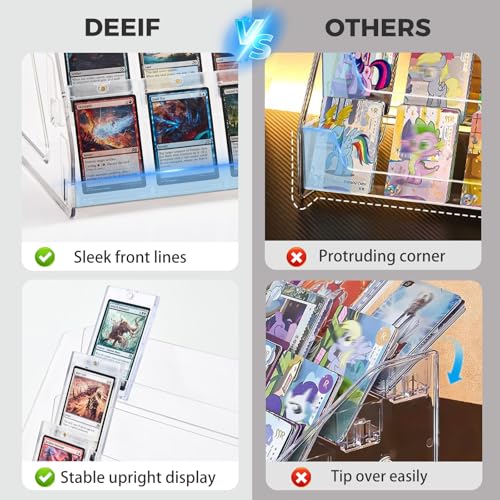 DEEIF 4 Tier Acrylic Trading Card Display Stand, 12" Riser Display Shelf for Magnetic Holders, Toploaders, PSA Graded Cards, TCG Sports Card Collection (1 Pack) - size: 4 Tier, 1 Pack