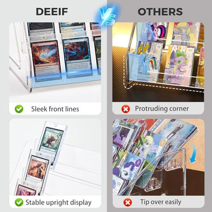 DEEIF 4 Tier Acrylic Trading Card Display Stand, 12" Riser Display Shelf for Magnetic Holders, Toploaders, PSA Graded Cards, TCG Sports Card Collection (1 Pack) - size: 4 Tier, 1 Pack