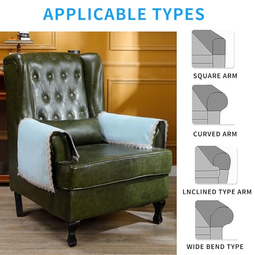 MINJIATEX Couch arm Covers,Non-Slip lace Sofa arm Covers Set of 2 Washable Sofa armrests Cover for Living Room Recliner Chair arm Cover Protectors for Leather armrest (YC-Baby Blue) - color: Yc-baby Blue