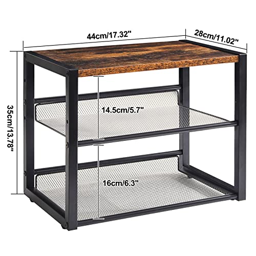YMYNY Desktop Printer Stand, Rustic Brown 17.32 x 13.78 x 11.02 in UHPT001H | 3 Tiers Desk Organizer with Adjustable Storage Shelves, Multi-Purpose Printer Shelf for Home Office, Fax Machine, Scanner - color: Rustic Brown
