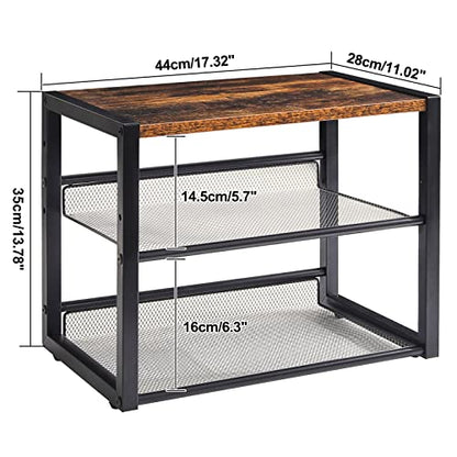 YMYNY Desktop Printer Stand, Rustic Brown 17.32 x 13.78 x 11.02 in UHPT001H | 3 Tiers Desk Organizer with Adjustable Storage Shelves, Multi-Purpose Printer Shelf for Home Office, Fax Machine, Scanner - color: Rustic Brown