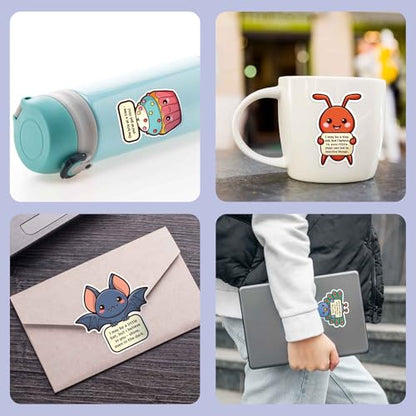 200PCS Emotional Support Animal Stickers by Puraesla– Affirmation Sticker Pack for Adults or Kids Cute Inspirational Buddies for Water Bottles, Laptops, Phones, Positive Quote Vinyl - size: L - 200PCS