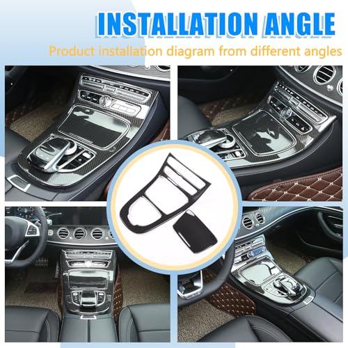 Center Console Gear Box Panel Cover ABS Carbon Fiber Style Compatible with Mercedes Benz E-Class W213 2016-2018
