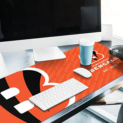 YouTheFan NFL Officially-Licensed Logo Series Desk Pad SMU - Water and Stain Resistant, Heavy-Duty Non-Slip Rubber Backing - fits Under Mouse, Computer and Keyboard - size: One Size, style: Cincinnati Bengals