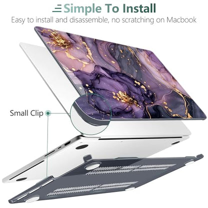 DONGKE Compatible with MacBook Pro 16 Inch Case (2026-2021 Release, M5 M4 M3 M2 M1 Pro/Max Chip), Plastic Hard Shell Cover with Keyboard Cover & Screen Protector for MacBook Pro 16", Marble & Flower - color: Marble & Flower