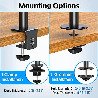 MOUNTUP Dual Monitor Stand, Vertical Monitor Mount for 2 Max 32 inch Stack Screen Monitors, Height Adjustable, Swivel, Tilt Monitor Desk Mount with C Clamp Grommet Base, Home Office - size: Dual