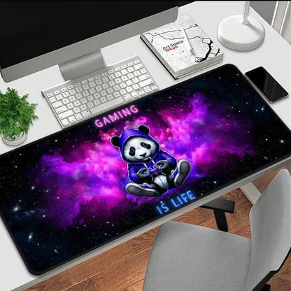 Blacklight Gaming Mouse Pad – UV Reactive Neon Panda Gamer Design, Glow in The Dark RGB Desk Mat, Smooth Precision Surface with Non-Slip Rubber Base for PC & Console Gaming - 31.5" x 11.8" - color: Panda