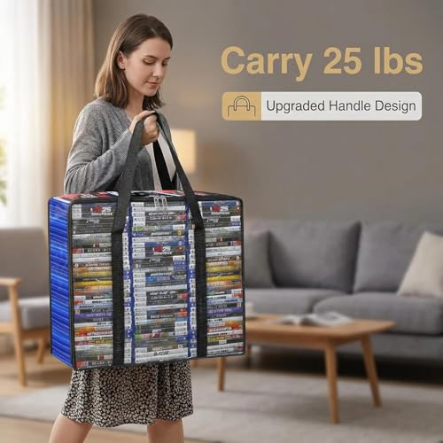 CD DVD Storage Bags, 2-Pack Clear Blu-ray Storage Bags with Zipper & Handles | Holds 90 Blu-Ray, 70 DVD | Media & Video Game Storage Organizer for VHS, Discs - size: 2 Pack