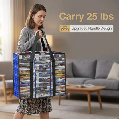 CD DVD Storage Bags, 2-Pack Clear Blu-ray Storage Bags with Zipper & Handles | Holds 90 Blu-Ray, 70 DVD | Media & Video Game Storage Organizer for VHS, Discs - size: 2 Pack