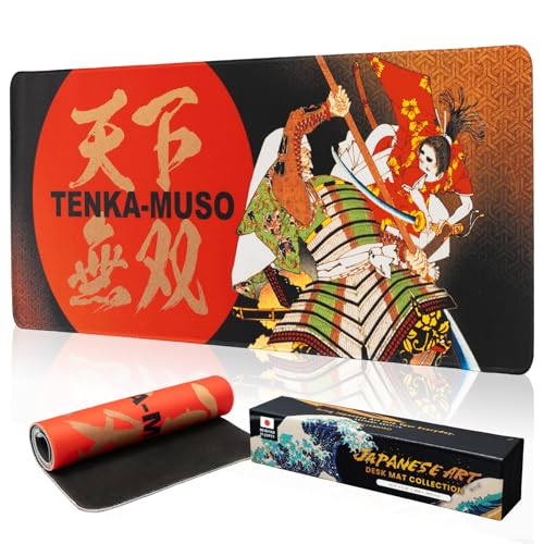 BELLEMOND Japanese Art Desk Mat | Large 31.5x11.8in Anime Mouse Pad for Keyboard & Mouse | Non-Slip Base, Water-Repellent | Original Japanese Design | Tenka Muso - The Unrivaled Warrior - color: Tenka Muso - the Unrivaled Warrior