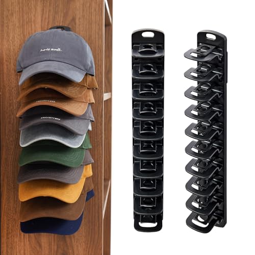 MACOPRO Hat Organizer for Baseball Caps for wall,2 Pack Cap Racks, Rack Hanger Storage Display Holder Hooks Stand for Closet Door,Hold Up to 40 Hats