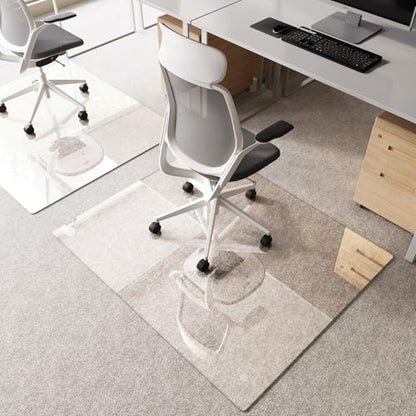 Tempered Glass Chair Mat 48"x40" – Ultra-Clear Office Chair Mat for Hardwood Floors & Low-Pile Carpets – Heavy-Duty 0.2" Scratch-Resistant Surface with Non-Slip Pads – Supports 1,000 lbs - size: 48"x40"