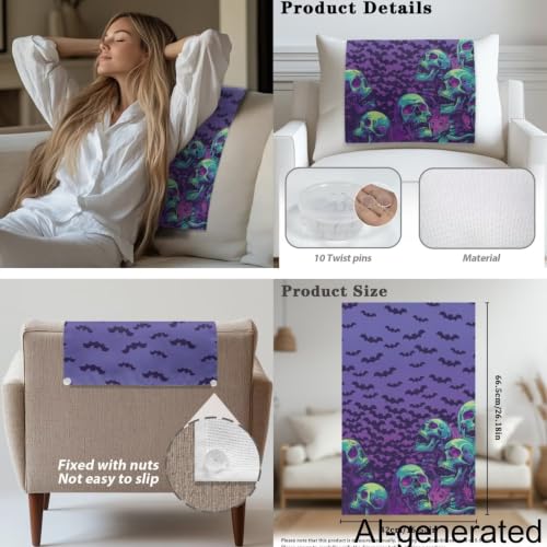 Sofa Headrest Armrest Cover Set Non Slip Sofa Chair Protector Washable Scratch Resistant Headrest Cover Seater Headrests Slipcovers with Fixing Nails Furniture Protector Newspaper - color: Newspaper