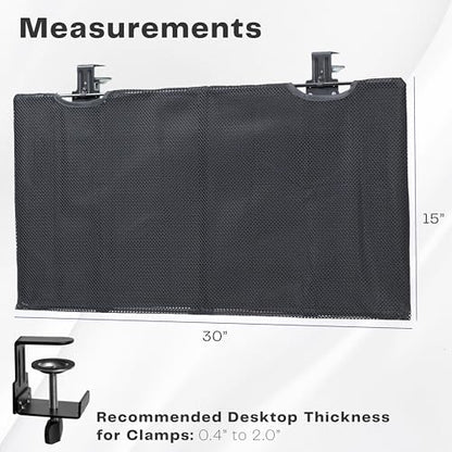 VIVO Black Clamp-on 30 inch Desk Cable Management Sleeve, DESK-SKIRT-30P | Privacy Desk Skirt, Cable Organizer, Wire Hider Kit Panel System - size: 30" Panel