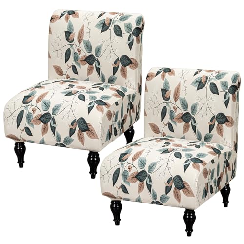 FUANGUI Armless Accent Chair Cover Slipcover, Stretch Spandex Chair Covers for Living Room Removable Washable for Armless Chair Furniture Protector - color: A5, size: 2pcs