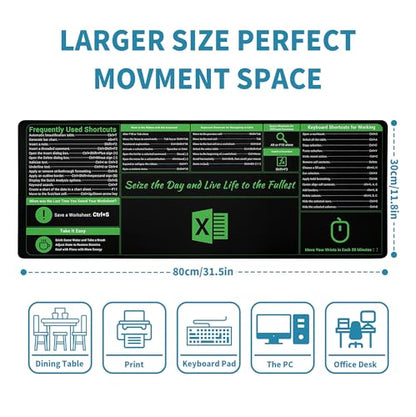 Excle Large Mouse Pad Desk Pad,Extended Mouse Pad Cute Mouse Pads for Desk Accessories,31.5 x 11.8In Long Computer Keyboard Mousepad Mouse Mat with 3mm Non-Slip Base and Stitched Edge - color: Excle