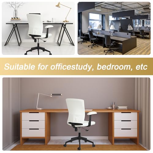 Tallew 4 Pcs Office Chair Covers PU Leather Office Desk Accessories Universal Computer Chairs Cover Stretchable Protective Chair Seat Covers Desk Armrest Cover Slipcovers Rotating Backrest(Beige) - color: Beige