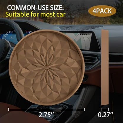 ME.FAN Car Coasters for Cup Holders [4 Pack] - 2.75In Silicone Auto Mug Mats - Universal Non-Slip Recessed Car Interior AccessoriesCoffee - color: 4pack-coffee