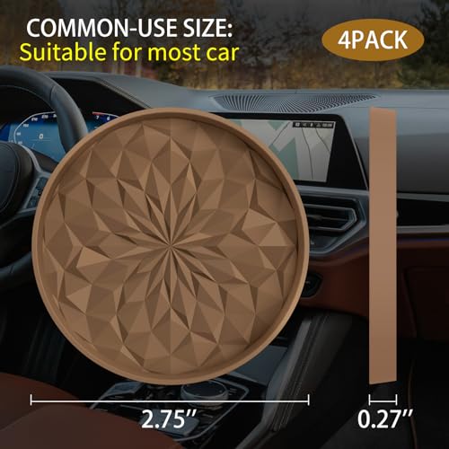 ME.FAN Car Coasters for Cup Holders [4 Pack] - 2.75In Silicone Auto Mug Mats - Universal Non-Slip Recessed Car Interior AccessoriesCoffee - color: 4pack-coffee