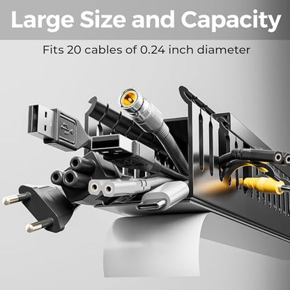 Yecaye 62.8in(4x15.7in) No-Drill Large Cable Management, Under Desk Cord Organizer with Adhesive, Open Slot Cable Raceway for Home/Office/Network, Black - size: 62.8in L* 1.96in W* 1.96in H