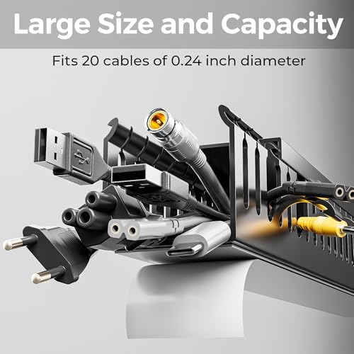 Yecaye 62.8in(4x15.7in) No-Drill Large Cable Management, Under Desk Cord Organizer with Adhesive, Open Slot Cable Raceway for Home/Office/Network, Black - size: 62.8in L* 1.96in W* 1.96in H