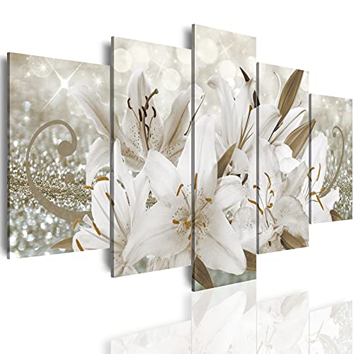LUDUHU Golden Orchid Flowers Canvas Print - Abstract Floral Wall Art Painting Decor for Home Decoration Artwork Picture Bedroom (B,Oversize 80x40inch) - color: B, size: Oversize 80x40inch