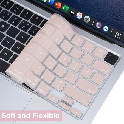 MOSISO Keyboard Cover Skin Compatible with MacBook Air 13.6 inch 2025 M4 A3240/Air 15 inch 2025 M4 A3241/Pro 14 inch 2025 M5 A3434, Rose Quartz - color: Rose Quartz