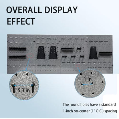 JZD Metal Pegboard Wall Organizer 4 Packs Pegboard with115 PCS Hooks Pegboard Tool Organizer Kit for Garage Workshop - size: 4 packs+115hooks