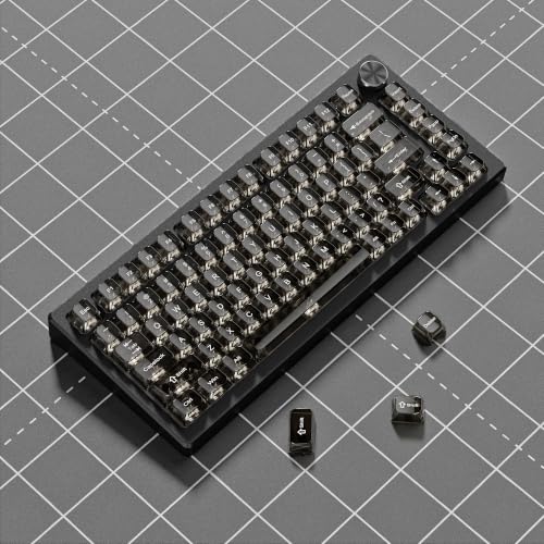 dagaladoo Clear keycaps,Transparent Keyboard keycaps,Jelly Key caps Set,Shine Through keycap，MDA Profile Keyboard caps for Mx Switches Mechanical Keyboard(Black) - color: Black