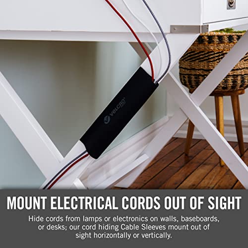VELCRO Brand Mountable Cable Sleeve | 3-Ft Customizable Cable Raceway with Removable Adhesive | Cut to Length for Custom Size Wire Management | Cord Hider Mounts on Walls, Desk | Black, VEL-30799-USA - size: 36in - Cut to Length