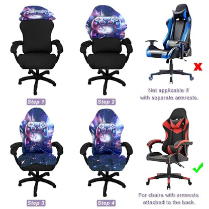 Gaming Chair Covers, 3D Printing One-piece Universal Fit Gaming Chair Seat Cover with Armrest Sloipcover(Color:Style 1) - color: Style 1