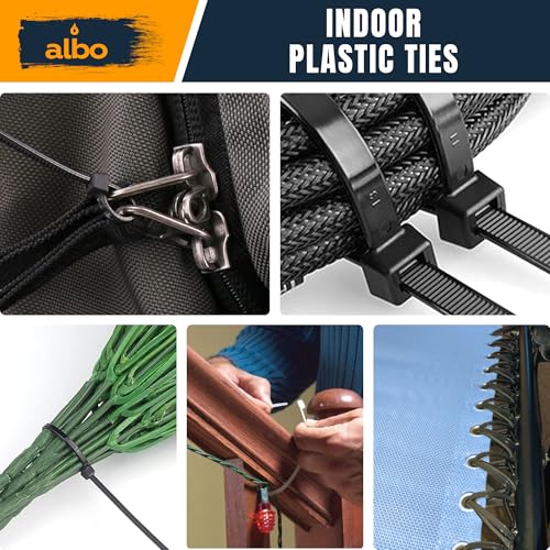 ALBO Zip Ties White 6 Inch 1000 Pack 40 lb, Long Plastic Cable Ties Thick 0.14 Inch Tie Wraps Heavy Duty UV Resistant Nylon Wire Ties for Indoor and Outdoor - size: 6" White 1000 Pack 40lb