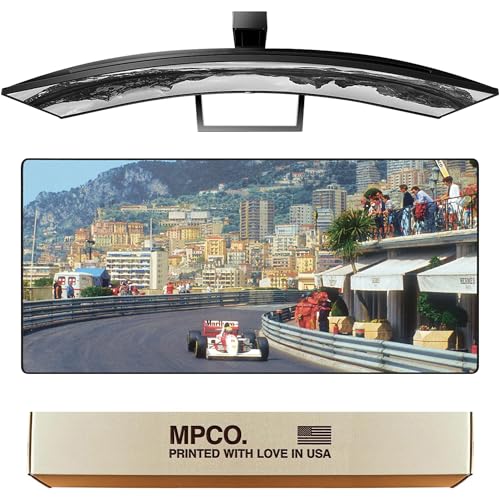 MPCO. Original Large Gaming Desk Mat – 36" x 17" Duraglyde Racing Series Monaco GP, 93 Full Desk Mouse Pad for Smooth Precision – Non-Slip, Washable Extra-Large PC Mouse Pad for Gaming Sessions - color: DuraGlyde Monaco GP, 93