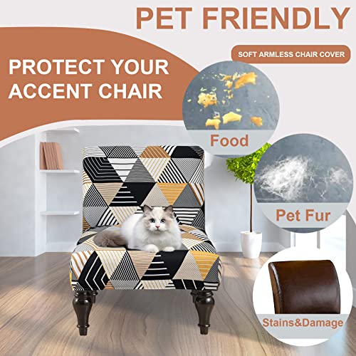Eco-Ancheng Armless Chair Slipcover Removable Armless Accent Chairs Covers Washable Armless Slipper Chair Slipcover Printed Armless Chair Furniture Protector Covers for Living Dining Room Hotel - color: A12