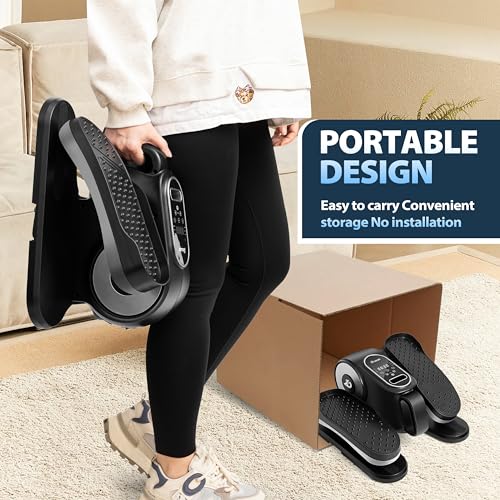 Under Desk Elliptical Machine, Eliptical Leg Exerciser As Seen On TV with Remote,12 Speed Levels for Whole Family,Forward & Reverse Direction, Auto & Manual Mode, Quiet Portable Machine, Home & Office