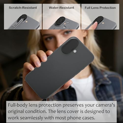 Privacy Cover Compatible for iPhone 17/16 Plus/16, [2-Pack] Anti-Spy Camera Lens Protector with Front Camera Cover, On/Off Face ID Compatible,Anti-Spy Guard, Privacy & Security Protection, Black