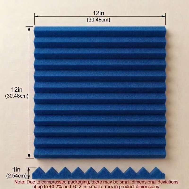 48 Pack 12 "X 12 "X1 Acoustic Panels Studio Soundproofing Foam Wedge Tiles, (24BLUE+24BLACK) - color: 24BLUE+24BLACK