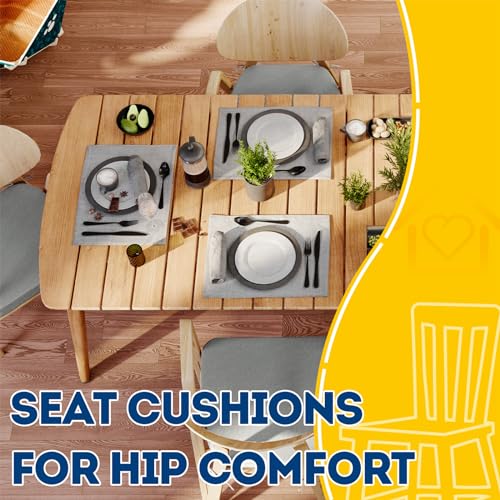 AAAAAcessories D-Shaped Chair Cushions, 2" Thick Dining Chair Pads with Ties and Removable, Machine-Washable Cover, 17" x 16", Set of 4, Gray - color: Gray, size: 4 Count(Pack of 1)