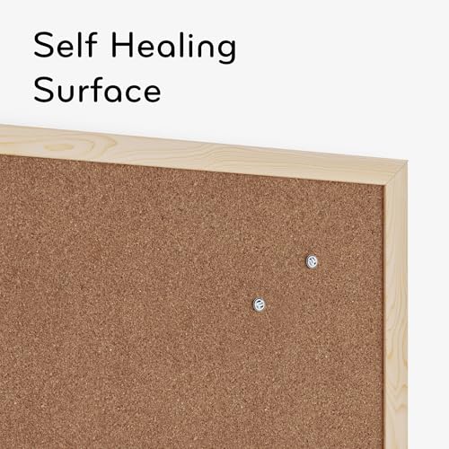 U Brands Cork Bulletin Board, 18" x 24" Inches, Light Birch Wood Frame (265U00-01) - style: Cork Board