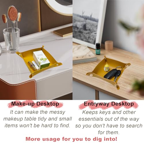 Leather Valet Tray,Entryway Key and Wallet Tray,Men's and Women's Jewelry Tray,Nightstand Tray,Desktop Leather Tray for Cell Phones,Watches and Coins,Makeup,Trinket. (Gray, SL) - color: Gray